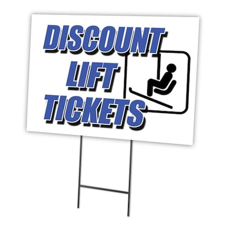 Discount Lift Tickets Yard Sign & Stake Outdoor Plastic Coroplast Window